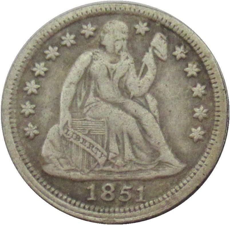 דגל אמריקאי 10 סנט 1851 מטבע זיכרון מעופף מצופה כסף