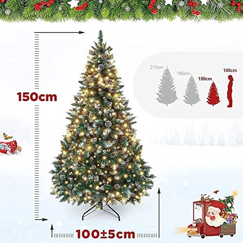 עץ חג המולד המלאכותי, עץ חג המולד הירוק של PVC, עץ מלאכותי עם 554 טיפים ועמדת מתכת חזקה עם רגלי מתכת מוצקה לקישוט חג מקורה וחיצוני 150 סמ (צבע: A, גודל