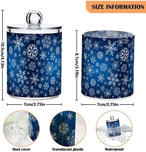 Alaza 4 Pack QTIP מחזיק מתקן חורף פתית שלג כחול אמבטיה מיכלים לכדורי כותנה/ספוגיות/רפידות/חוט דנט