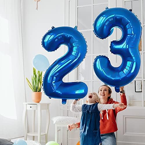 XLOOD מספר 21 בלונים 32 אינץ 'בלון דיגיטלי אלפבית 21 בלוני יום הולדת ספרה 21 בלוני הליום בלונים גדולים לאספקה ​​למסיבות יום הולדת מקלחת כלות רוח, מספר כחול 21