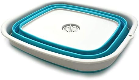 Sammart 15L מוט כלים מתקפל עם תקע ניקוז - אגן כביסה מתקפל - אמבטיה ניידת מכביסה - מגש אחסון מטבח חיסכון בשטח