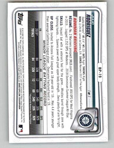 2020 פרוספקטים של באומן CAMO BP-19 ג'וליו רודריגז RC טירון סיאטל מארינרס MLB כרטיס מסחר בייסבול