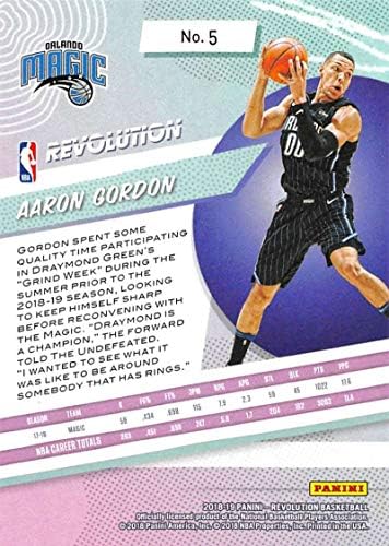 2018-19 מהפכת פאניני 5 אהרון גורדון אורלנדו מג'יק NBA כרטיס מסחר בכדורסל