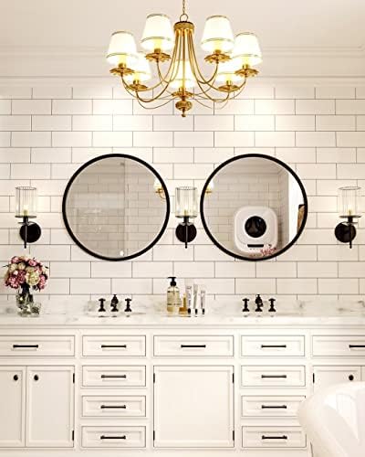 24 שחור עגול מראה, מעגל קיר מראה עבור יהירות אמבטיה, כניסה סלון עם מתכת מסגרת לעיצוב בית