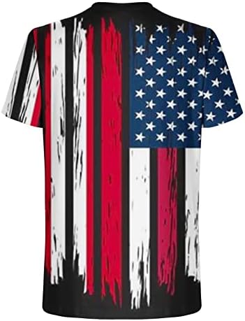גברים שורשים גברים גדולים וגבוהים חולצת דגל אמריקאית צוואר צוואר מזדמן שרוול קצר חולצות טייז פטריוטי 4 ביולי