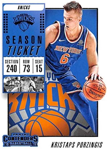 2018-19 מתמודדים של פאניני כרטיס עונה מס '13 Kristaps Porzingis New York Knicks NBA כרטיס מסחר בכדורסל