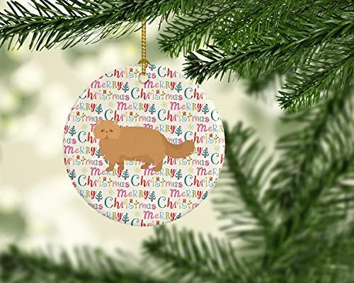 אוצרות קרוליין WDK2601CO1 פרסי חתול מודרני קישוט קרמיקה לחג המולד, קישוטים לעץ חג המולד, קישוט תלוי לחג המולד, חג, מסיבה, מתנה,