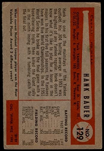 1954 Bowman 129 האנק באואר ניו יורק ינקי vg Yankees