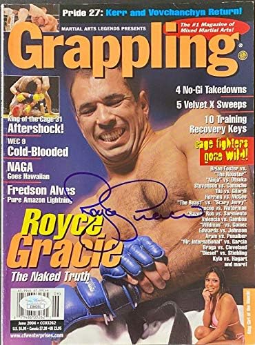 רויס גרייסי חתום על חתימה מגזין התמודדות MMA יוני 2004 JSA 11 - מגזיני UFC עם חתימה
