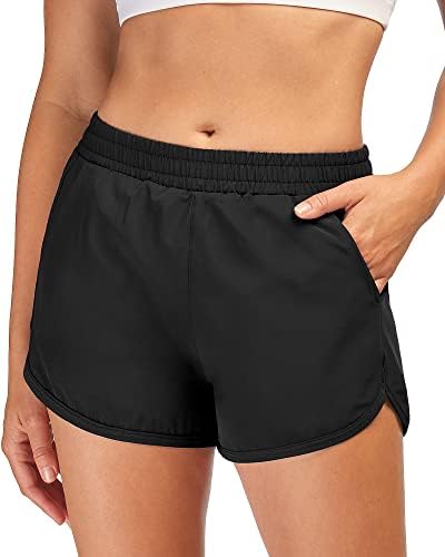STELLE's 3 /4/7 מכנסיים קצרים המותניים המותניים קצרים אתלטים קצרים מהיר אימון יבש מכנסיים קצרים עם תוחם רשת כיסים עמוקים
