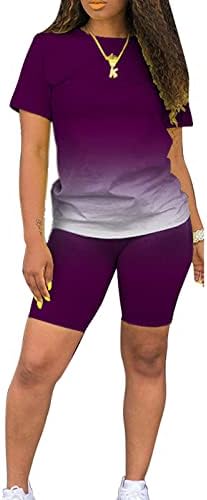 זלובה תלבושות שני חלקים לנשים שרוול קצר o מכנסי אופנוען צוואר הגדר בגדי ספורט בגדלי צבע צבעוניים.