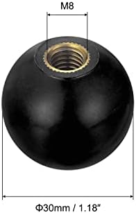 Harfington 12 יח 'ידיות כדור מושחלות, M8 נקבה חוט כפתור כדורי כדור 1.18 דיא שחור עגול בידיות כדור עם הכנס ברזל חוט להחלפת כלי מכונה