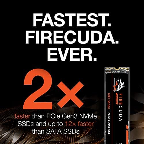 Seagate Firecuda 530 500GB כונן מצב מוצק - M.2 PCIE GEN4 × 4 NVME 1.4, מהירות עד 7300 מגהבייט/שניות, תואם PS5 פנימי SSD, 3D TLC NAND, 1275 TBW, 1.8M MTBF, 3 שנה שירותי הצלה