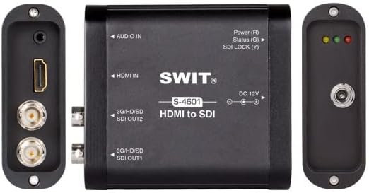 SWIT S-4601 HDMI לממיר SDI, ממיר HDMI נייד ל- 3G/HD/SD-SDI, קלט HDMI 1, 2 פלט SDI, 1 קלט שמע אנלוגי