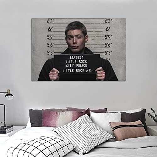 Noblz Dean Winchester Mugshot Poster ציור דקורטיבי קיר קיר קיר פוסטרים פוסטרים ציור חדר שינה 16x24 אינץ '