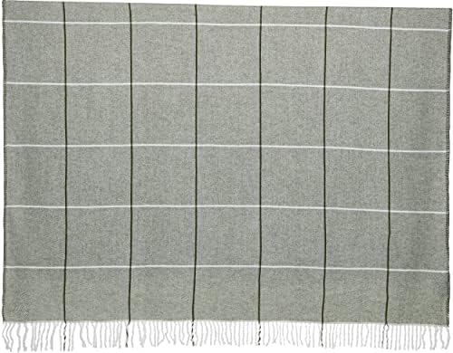 אוסף ארוס אקרילי היילנדס אוסף עיצוב משובץ טרטאן זורק שמיכה פסים ירוקים בגודל קווין, 60x80 אינץ '