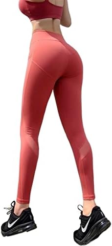 מכנסי אימון Miquanggo נשים מותניים גבוהות מכנסי יוגה עם כושר בקרת לבטת כיס ברשת רץ 4 כיב