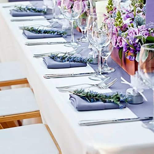 4 חבילות שולחן שולחן לבן מצויד בד שולחן שולחן מלבן 8 מטר - שולחן מלבן מבד רחיץ מכסה שולחן מלבן לשולחן מזנון, מסיבות, יום הולדת, חתונה, תערוכת סחר