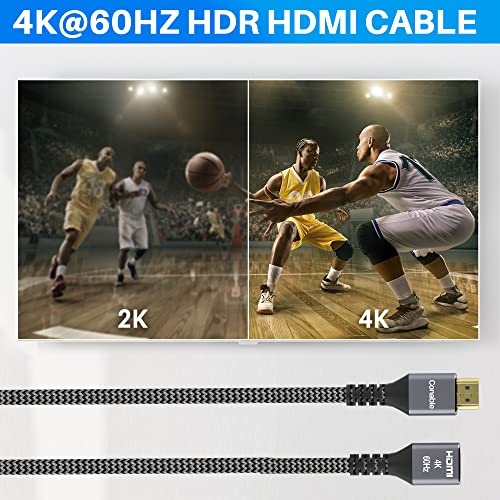 כבל הרחבה של 4K HDMI 15 רגל, HDMI 2.0 מאריך קלוע זכר לחוט נקבה, נחושת טהורה 3d 4K@60Hz 2160p 1080p HDR HDCP 2.2 Arc -15ft