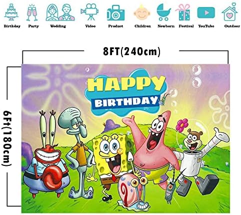 קריקטורה מתחת למים עולם יום הולדת שמח צילום תפאורות קריקטורה ילדים מסיבת קישוט יללו תמונה רקע סטודיו אבזרי אספקת 8 * 6 רגל