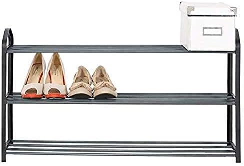 מדפי משק הבית של Xuxuwa, 3 מתלה נעליים של שכבה ל 12 זוגות נעליים מארגן אחסון נעליים עומד שחור