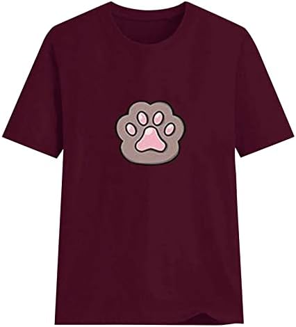 חולצת טי כלב מצחיקה של נשים גרפית גרפית קיץ שרוול מזדמן עגול צוואר עגול חולצות חולצות