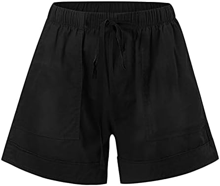 מכנסיים קצרים של Nlomoct Bermuda לנשים פלוס, מכנסי פשתן ברמודה של נשים לנשים לנשים מותניים אלסטיות קצרות קיץ קצרות