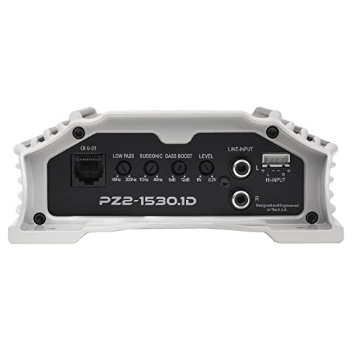 Crunch PZ2-1530.1D PowerZone 1500 Watt Amplifier, מגבר שמע לרכב, 1 אוהם יציב, שלט בס כלול