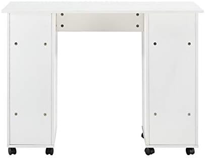שולחן ציפורניים של Manicure Goujxcy לטכנאי, סלון מעץ ספא שולחן שולחן ציפורניים עם ארון, מגירות, גלגלים לשליטה