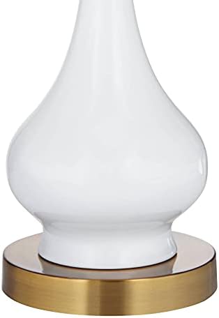 360 תאורה לולה באמצע המאה המודרנית סגנון מודרני מנורה דלעת 30 אינץ 'מתכת פליז גבוהה מבד לבן עיצוב גוון תוף לסלון חדר שינה בית מיטה ליד שידת הלילה כניסה