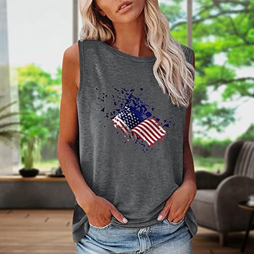 גופיות דגל ארהב גופיות נשים אמריקאיות כוכבים אמריקאים פסים חולצה פטריוטית 4 ביולי קיץ קיץ קז'ון טיז
