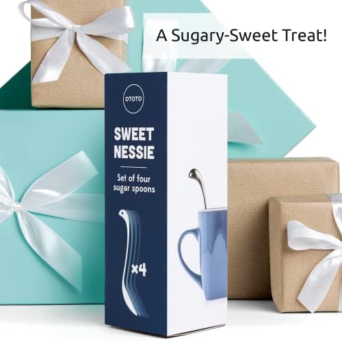 Ototo Sweet Nessie Sugar Spoon - כף תה נירוסטה - ציון אוכל ומדיח כלים בטוח - כף מושלמת לתה וקפה