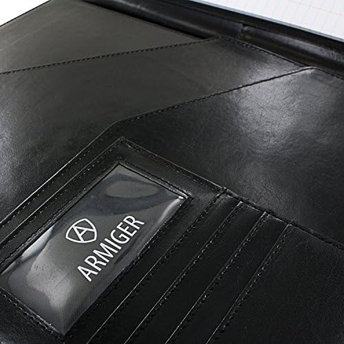 Armiger Leavered Leathered Leather Pad Folio עם פנקס פנקס גודל מכתב - שחור