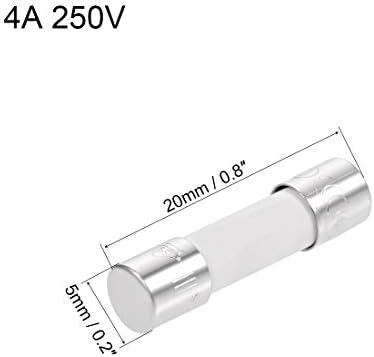 נתיכי מחסנית קרמיקה של UXCELL 4A 250V 5X20 ממ החלפת מכה איטית למגבר אזעקת שמע סטריאו קרמיקה 6 יחידות