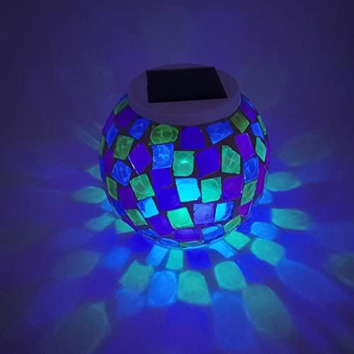 LXCOM תאורה צבע החלפת זכוכית פסיפס כדור תלת מימד אורות זיקוקים כדור גלובוס גדול כדור דקורטיבי אטום מים סולארי אור נטען נטען מנורת שולחן סולארי לחצר פטיו גן מקורה בחוץ