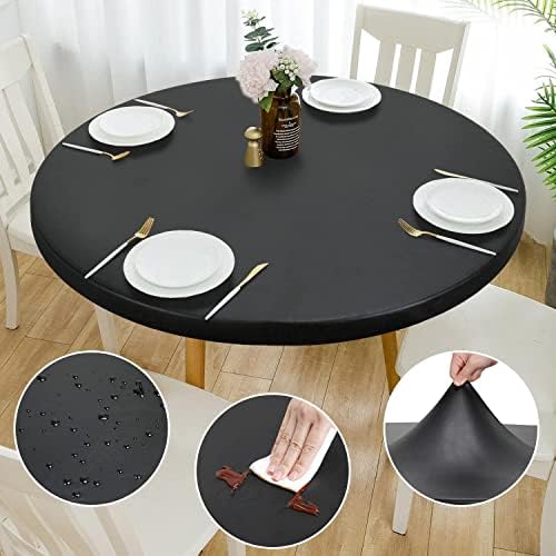 Rinpon עיצוב כפול מצויד PU עגול שולחן שולחן מצויד, מפת שולחן עגולה אלסטית אנטי-טיר