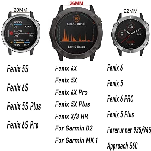 Forfc 26 20 22 ממ סיליקון מהיר מהיר רצועת שעון רצועת רצועת Garmin Fenix ​​7x 6x Watch EasyFit Strap Strap Strap