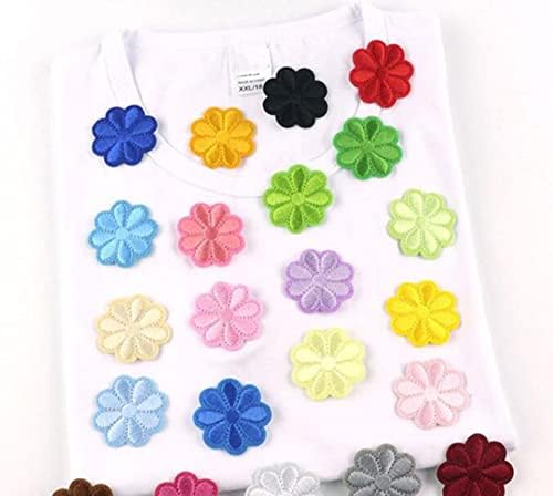 40 חבילות ברזל פרחים על טלאים חיננית מוטיב אפליקציה רקומה לבגדי DIY עיגול עגיל הופך 20 צבעים שונים