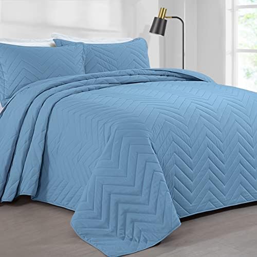 Hombys גדול מדי קינג 128x 120 סט שמיכה, 3 חלקים קלים מיטות מיטות מיטות עם שומס תואם לכל העונה, כחול