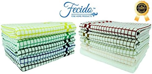 מגבות צלחת מטבח קלאסיות של FECIDO - כבד - סופר סופג - כותנה - מטליות מנות מקצועיות - מגבות תה אירופיות - 10 חבילות, רב צבע
