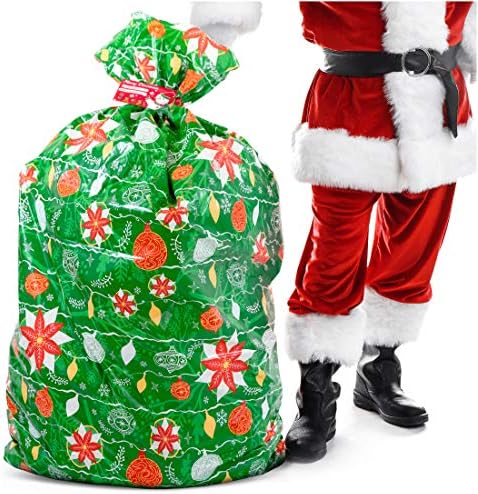 שקית מתנה גדולה במיוחד לחג המולד 56 איקס 36 שקיות מתנה גדולות של ג' מבו אריזת חג המולד לחג המולד מתנה-שקיות מתנה ענקיות מפלסטיק בגודל גדול למתנות ענק-שק מתנה גדול כבד עם תג ועניבה