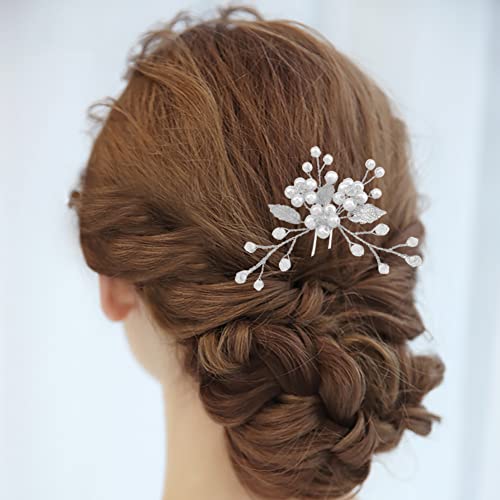 3 מארז פנינת הכלה חתונת שיער פין עלים קריסטל כיסוי ראש חתונת ריינסטון פרל שיער אביזרי עבור נשים ובנות