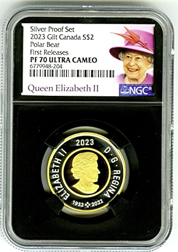 2023 CA קנדה מלכת אליזבת השנייה שלטון Toonie שני דולר דוב קוטב משחרר לראשונה הוכחות $ 2 ngc pf70