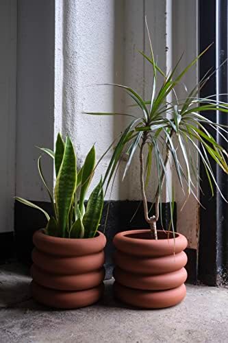 בוהו מציג סיר קרמיקה לצמחים מקורה-עציצים לצמחים, בשרניים, סחלבים-סיר חימר טבעי עם חורי ניקוז-סירי צמח קרמיקה טהורים עם צלוחית-סגנון ייחודי בגודל 6.5 אינץ '