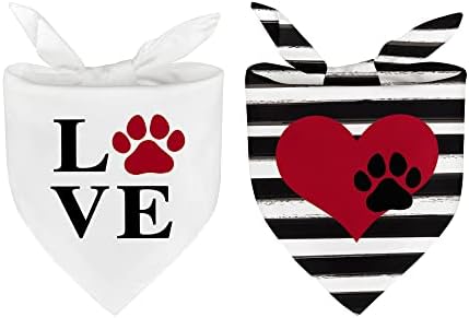 Avoin ColorLife Valentine Love Sfips Prestes Pet Bandana 2 PCS, PAW PAW Print מתכוונן משולש מסיבת חג מתכוונן