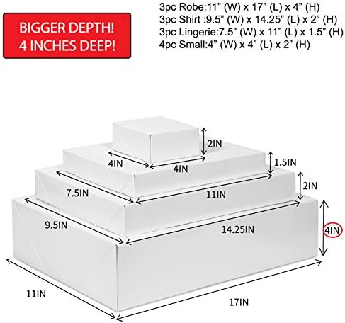 Momoni Premium 13 קופסאות מתנה לבנות עם מכסים בגדלים שונים עם קופסאות חלוק עמוק בגודל 4 אינץ