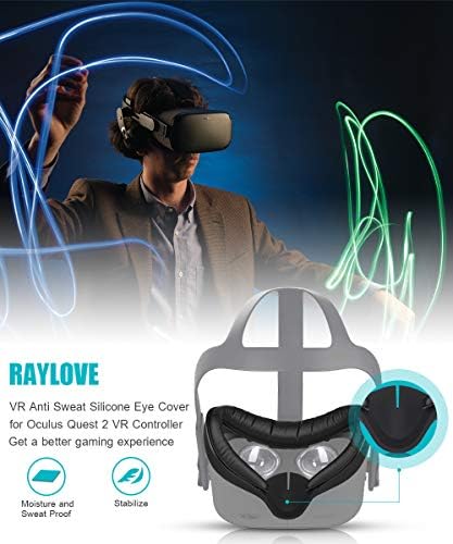 תושבת ממשק פנים של חבילות VR ל- Oculus Quest 2 כרית פנים, raylove vr pu עור פונה מסכת כיסוי וכרית מגן סיליקון מוגנת לחות