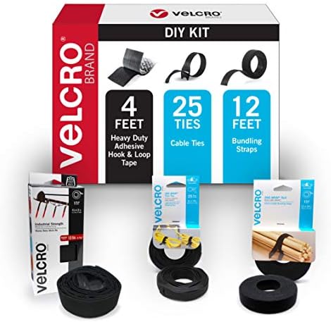 ערכת DIY של מותג Velcro Home - בינוני, ארגון מטבחים, מוסך או סככה, ללא ברגים או כלים מסמרים נדרשים, שחור