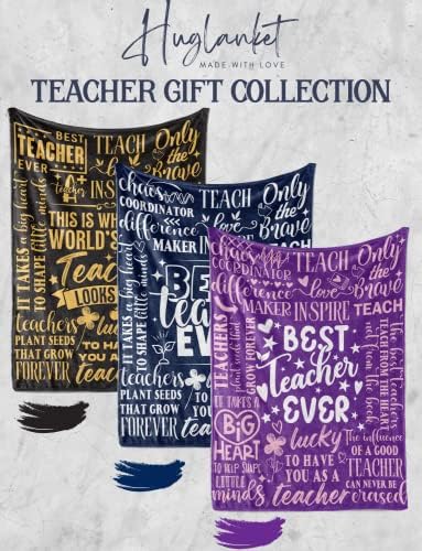 מתנות הערכת מורים של Huglanket לגברים נשים, שמיכת פלנל זורקת עם הודעה לכל המורים, יום הולדת, חג המולד, מתנת פרישה - שחור