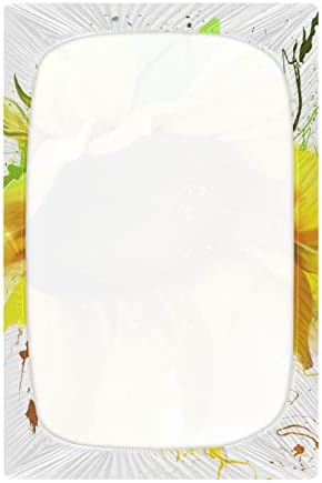 Alaza Solute Solure Sumplower גיליונות עריסה פרחוניים מצוידים בסדין בסינט לבנים פעוטות תינוקות, גודל סטנדרטי 52 x 28 אינץ '